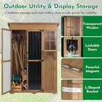 Ketive Outdoor Storage Cabinet, Large Wood & Metal Garden Shed with Foldable Table, Weather-Resistant Asphalt Roof, Lockable Doors & Adjustable Feet for Patio, Backyard, or Garage (47"L x 20"W x 70"H) - Image 6