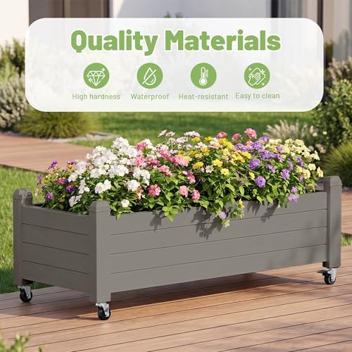 Fancyango Raised Garden Bed with Wheels 13.3" Hx2 -Gray - Image 6