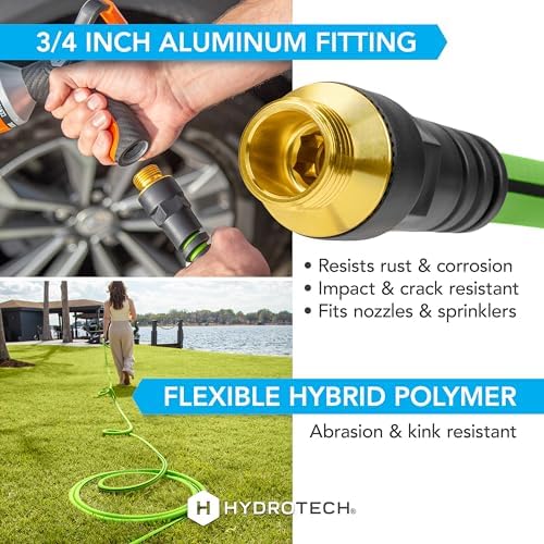 HydroTech Super-Lite Hybrid Polymer Garden Hose 5/8 in x 50 ft, Green - Image 4