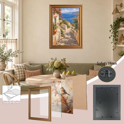 Stone Path Through Coastal Village Gold Framed Poster for Farmhouse Art - Image 4