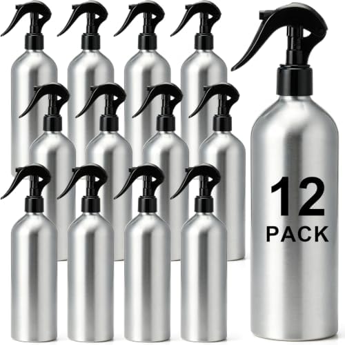 12 Pack 500ml Aluminum Spray Bottles Empty Reusable Refillable Mister Metal silver Water Sprayer Tool for Hair Hairdressing Tattooing Greening BBQ Spritzer Bottle for Smoker by Ferrochef