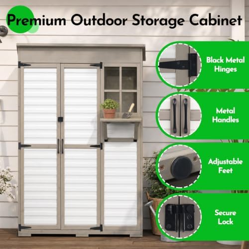 Large Outdoor Storage Cabinet with Dual-Zone Shelves, Garden Shed - Image 3