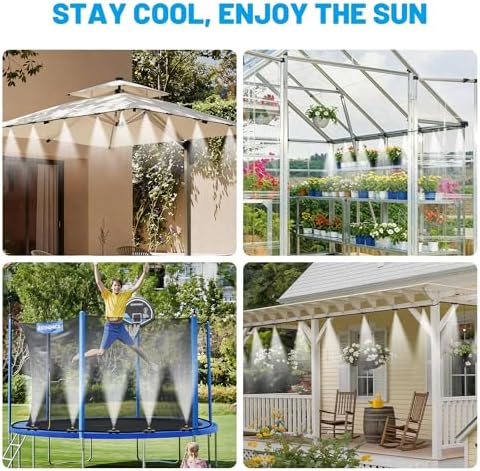 Riboud 110FT Mister for Outside Patio Misting Cooling System with 20 Brass Mist Nozzles+Water Filter+Y Connector, Leak-Resistant Misters for Backyard, Garden, Pool, Deck, Greenhouse - White - Image 6