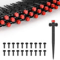 Pawfly 60 Pcs Push-to-Fit Drip Irrigation Emitters for 1/4 Inch Tubing with Stake & End Plugs, Two-Way Connection Irrigation Drippers, 8-Stream Sprinklers Drip Emitters with Adjustable Water Flow by Pawfly