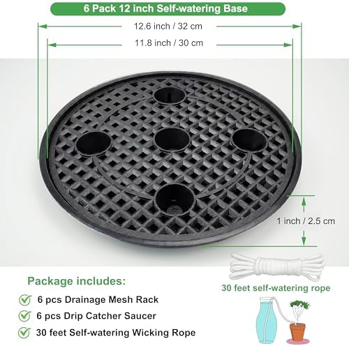 6 Pack 12 inch Self Watering Base for Fabric Grow Bag, Self-watering Plastic Elevated Plant Saucer Stand, Automatic Watering Tray for Non-woven Planter Flower Pot Growth Tent Greenhouse Indoor Outdoor - Image 2