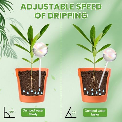 6 Pcs Iridescent Self Watering Globes Glass Rainbow Plant Self Watering Globes Planter Insert Large Automatic Plant Waterer Bulbs for Planter Indoor Outdoor Garden, 16oz, 13oz, 10oz - Image 5