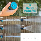 Heavy Duty 5-Pattern Thumb Control Hose Nozzle with Swivel Connector Ergonomic Non-Slip Grip Garden Water Sprayer - Image 4