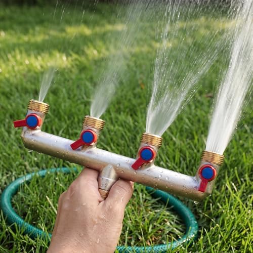 Gerrii 2 Pack 4 Way Hose Splitter Heavy Duty Solid Brass Manifold Hose Faucet T Tap Connection with Individual On/Off Valve, 3/4" GHT Spigot Adapter, Garden Outdoor Pipe Tap Splitter - Image 4