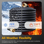 Guitrees 25FT 3/4 Heavy Duty Rubber Garden Hose - 300psi Working, 1000psi Burst - Hot/Cold Water - Five-Layered Braiding for Durability - Versatile for Gardening, Agriculture, Construction(Black) - Image 6