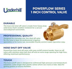 Underhill PowerFlow Brass Hose Shut Off Valve, 1-Inch Hose Thread NPSH, High Flow Cutoff End Attachment, Heavy-Duty Commercial Fittings, 48 GPM, CV10H - Image 3