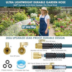 FlexiSolve 75ft Non-Expanding Garden Hose with 360° Swivel & Valve, Blue - Image 2