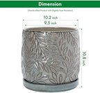 D'vine Dev Embossed Leaves Ceramic Planter, 10 in, Graphite Blue, 27-A-P-9 - Image 3