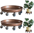 Rolling Planter Caddy(430lbs Capacity), Heavy Duty Metal Plant Stand with Brake Wheels Plant Dolly Mover Plant Pot Tray Saucer for Indoor Outdoor 16inches Copper,2Pack by SKAFORZ