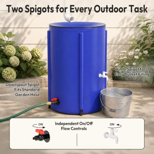 VINGLI Collapsible Rain Barrel Portable Rain Water Collection (Blue, 100 Gallon) - Image 6