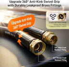 Garden Hose 100ft 5/8 Inch Heavy Duty All-Weather Flexible with Anti-Kink Swivel Connectors 550 PSI Leakproof Brass Fittings and 10-Mode Spray Nozzle - Image 5