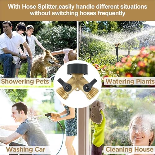 Hose Splitter Brass 2 Way Garden Hose Connector 3/4 Thread Y Shape Hose Spigot Adapter Water Hose Splitter for Farm for Water Faucet & Spigot - Image 6