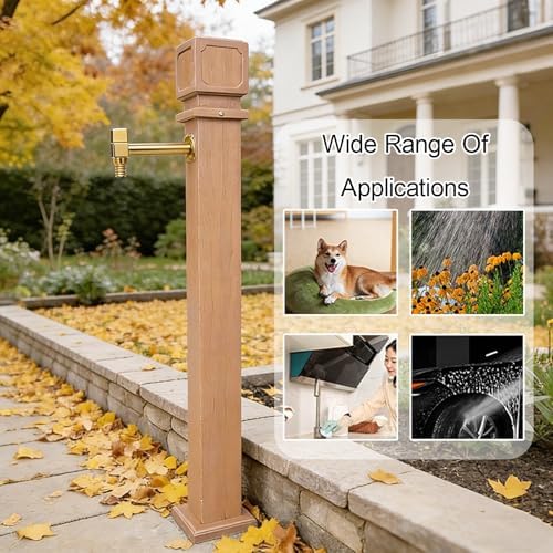 Woodgrain Water Dispenser, 304 Stainless Steel Garden Hose Stand with Faucet, Vertical Water Column for Outdoor Use, Durable and Stylish (31.5in/80cm) - Image 6