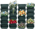 24 Pack Vertical Garden Planter,13 inch Wall Mounted Planter for Patio Indoor Outdoor Decor, Garden Self Watering Pot Balcony Plant Vegetable Fruit Herb Hanging Pocket Holder Flowerpot (Army Green) by kunghei