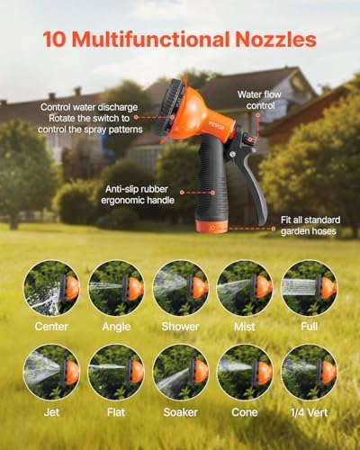 VEVOR Garden Hose Metal 50FT – Heavy Duty Stainless Steel Water Hose, Flexible, No Kink & Tangle, Puncture Resistant & Rust Proof, Lightweight w/ 10-Function Spray Nozzle for Yard, Outdoor, Gardening - Image 4