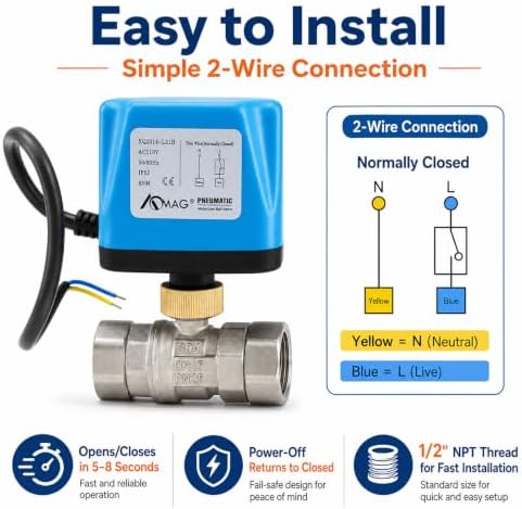 Motorized Ball Valve - 1/2" Stainless Steel Electric Ball Valve AC 110V NPT 2 Wires Normally Closed - Image 6