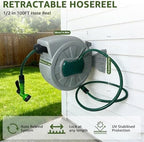 100 ft Retractable Garden Hose Reel 1/2" for Wall Mount Yard - Image 3