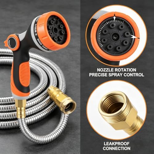 Metal Garden Hose 100 Ft, Stainless Steel Water Hose 100Ft - Image 6