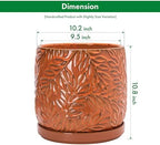 D'vine Dev Embossed Leaves Ceramic Planter, 10 in, Pumpkin, 27-A-P-J - Image 3