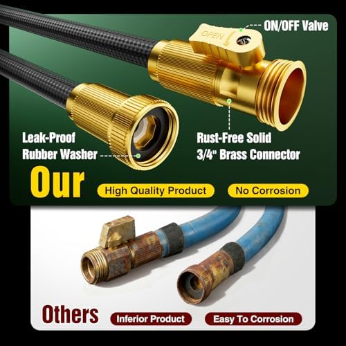 Garden Hose 100 ft Non-Expandable, Flexible Water Hose, Lightweight Hose with 10-Function Nozzle for Yard, Portable, Leak Proof, All-Weather Water Pipe for Outdoor, Car Wash, RV, Lawn - Image 2