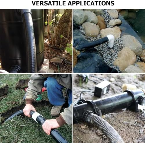 Flexible PVC Pipe ID1.5" Black PVC Pipe,ID1.5" x50 feet Pool Hose,Spa Hose Tubing for Koi Ponds, Pond Tubing,Irrigation and Water Gardens,With 2PCS Stainless Steel Clamps - Image 7