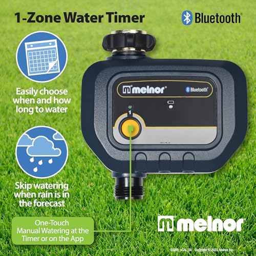 Melnor 65182AMZ Bluetooth Hose Timer, 1-Zone Programmable Watering Timer, Quick Connect Bundle, Black, Yellow - Image 6