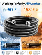 5/8" Hot/Cold Rubber Garden Water Hose 50ft, -50℉-158℉, Black - Image 2