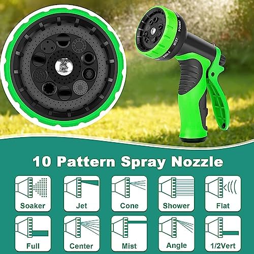 100FT Lightweight Garden Hose, Brass 3/4", 10-Pattern Nozzle - Image 5