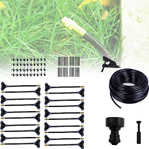 Adjustable Mist Sprinkler 360° Rotating Copper Water Sprayers With Set Connector For Garden Plant Automatic Watering Misting (Color : Black, Size : 20m) by Unknown