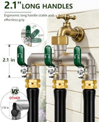 3-Way Garden Hose Splitter, Heavy-Duty Brass, 3/4" GHT, (Green) - Image 5