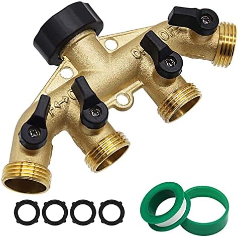 Twinkle Star Heavy Duty Brass Shut Off Valve | 4 Way Garden Hose Splitter - Image 2