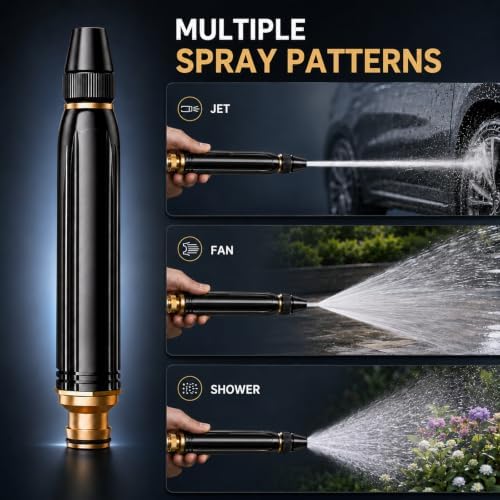 High Pressure Hose Nozzle, Power Washer Nozzle with Multiple Spray Patterns & Booster, Heavy Duty Metal Pressure Washer Hose Attachment for Car Wash, Patio, Garden Watering & Pet Cleaning(3 Pack+5m) - Image 3