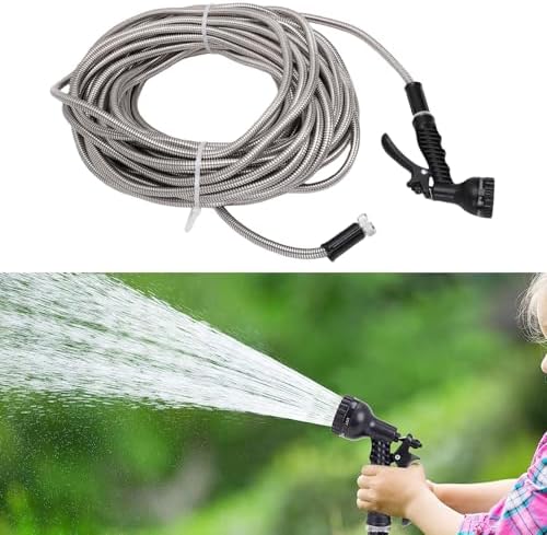 Garden Hose 100FT. Stainless Steel Flexible Water Pipe 100FT with Sprayers - Image 6
