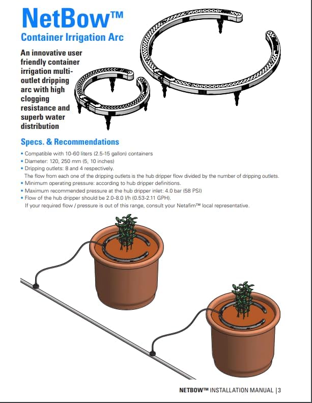 Netafim 10" Polyethylene NetBow with 8 Outlets (NetBow, 20 Pack) - Container Drip Irrigation Kit - Clog-Resistant Emitters for Maximum Water Distribution - Image 2