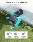 PAULINN Retractable Garden Hose Reel 1/2 Inch x 100 ft, Heavy Duty Wall Mounted Automatic Hose Reel with 10 Patterns Nozzle, Any Length Lock, Slow Return System, 180° Swivel Bracket & UV Resistant - Image 3