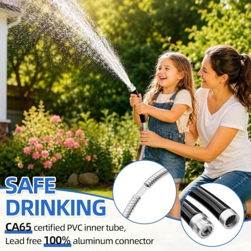 SPECILITE 75ft 304 Stainless Steel Metal Garden Hose with Blue Nozzle - Image 5