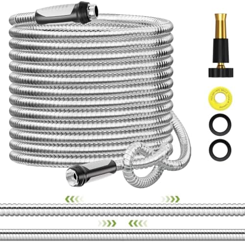 SPECILITE Expandable Metal Garden Water Hose 50 FT with Adjustable Nozzle by SPECILITE