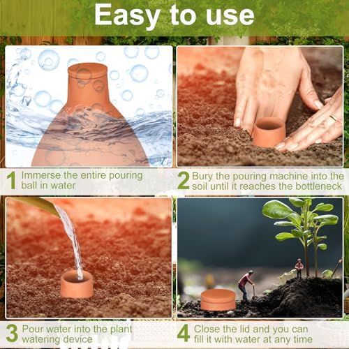 Blushtier 4 Pcs Terracotta Watering Pots Olla Self Watering with Lid 34 oz - Image 4