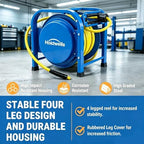 Heavy Duty Retractable Air Hose Reel, 3/8" x 100FT Flex Hybrid Hose, 300PSI Max, Spring-Driven Steel Frame, Floor-Standing Quad Pod Design, Portable & Kink-Resistant - Image 3