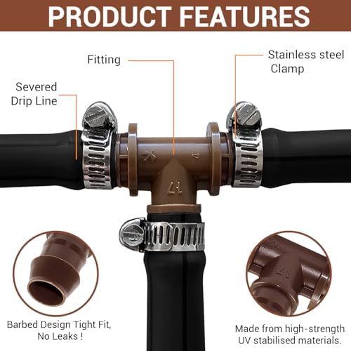 LECTO Universal 5/8", 1/2", .700" Drip Line Repair Kit – Tee, 3 - Image 2