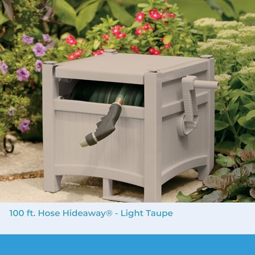 Suncast 100' Garden Hose Reel Hideaway for 5/8" Vinyl Hose, Light Taupe - Image 2