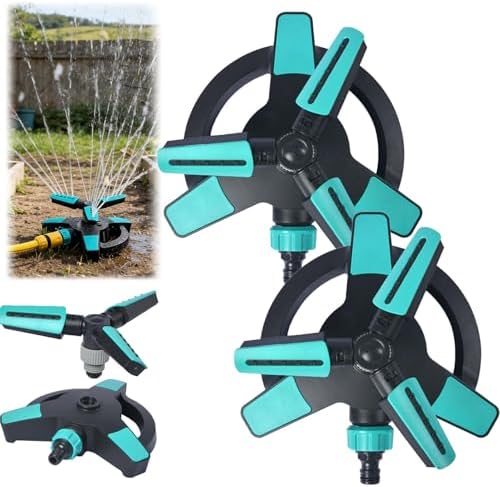 360° Rotating Garden Sprinkler with Adjustable Spray Patterns, High-Efficiency Lawn Irrigation System with Pluggable Base and High-Pressure Nozzles (Blue-2 pcs) by Unknown