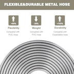 Omont Metal Garden Hose 50FT, Heavy Duty 304 Stainless Steel Water Hoses with Nozzle, Flexible Garden Hose, Lightweight, Rust Proof, No-Kink & Tangle for Yard, Outdoor, RV - Image 4