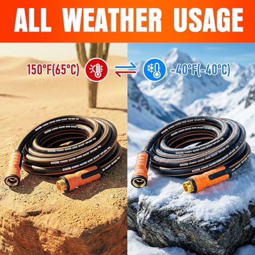 Garden Hose 100 ft x 5/8", Heavy Duty Water Hose, Flexible and Durable, Kink Resistant Lightweight Hybrid Hose, Leakproof Yard Hose with Male to Female Fittings - Image 7