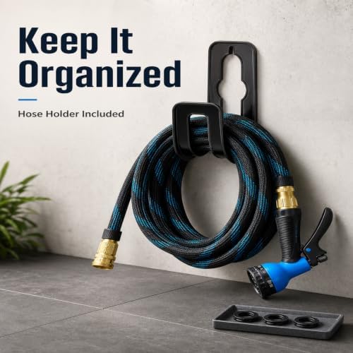 50ft Non-Expandable Garden Hose, Durable Fabric, Brass Connectors - Image 3