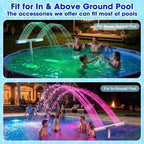 Pool Fountain for Above and Inground Pools, APP Smart Control Pool Lights with 16 Color LED Lights, Waterfall Sprinkler and Adjustable Dual Sprayer for Swimming Cooling Outdoor - Image 2